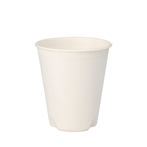 40 Trinkbecher, Zuckerrohr "pure" 0,2 L Ø 8 cm · 9,1 cm weiss für Heißgetränke