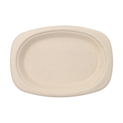 50 Teller, Zuckerrohr "pure" oval 23 cm x 16 cm x 2 cm natur