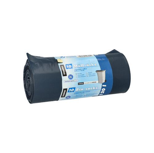 10 Müllsäcke, LDPE "blauer Engel" 120 L 110 cm x 70 cm blau/schwarz