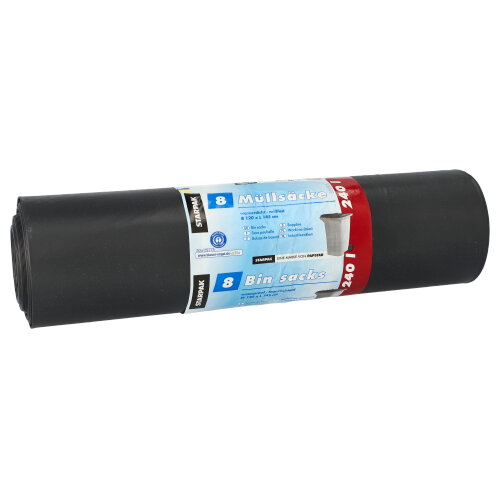 8 Müllsäcke, LDPE "blauer Engel" 240 L 145 cm x 120 cm schwarz