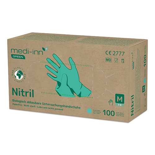 100 "Medi-Inn GREEN" Handschuhe, Nitril puderfrei grün Größe: M biologisch abbaubar
