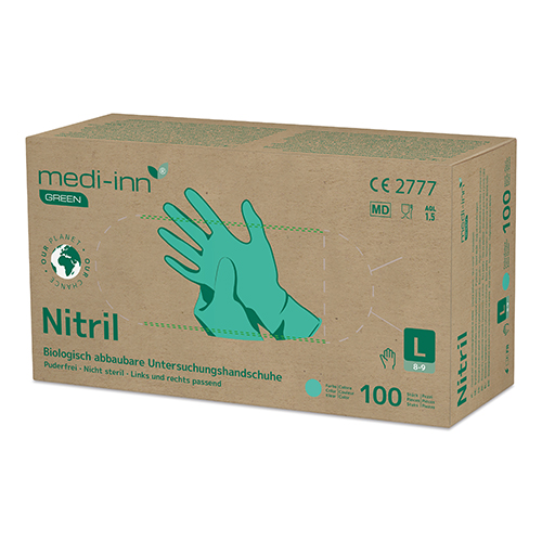 100 "Medi-Inn GREEN" Handschuhe, Nitril puderfrei grün Größe: L biologisch abbaubar