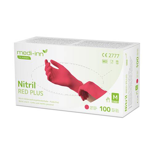 100 "Medi-Inn Classic" Handschuhe, Nitril puderfrei rot "Red Plus" Größe: L