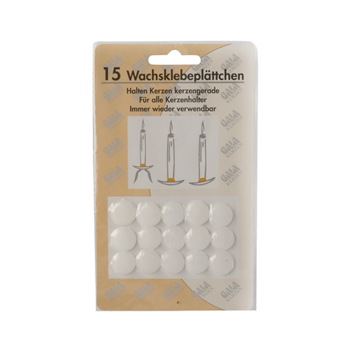 15 Wachsklebeplättchen Ø 15 mm weiss