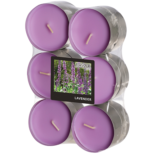 12 "GALA" Maxi Duftlichte Ø 58 mm · 24 mm violett - Lavender