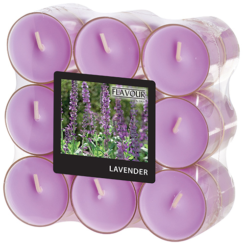 18 "GALA" Duftlichte Ø 38 mm · 24 mm violett - Lavender in Polycarbonathülle