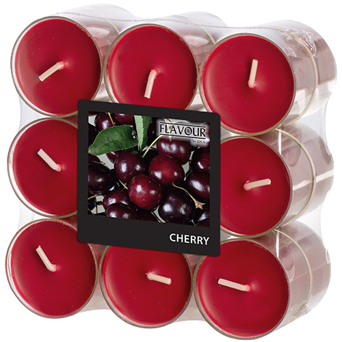 18 "GALA" Duftlichte Ø 38 mm · 24 mm bordeaux - Cherry in Polycarbonathülle