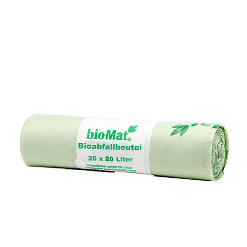 26 "bioMat" Kompostbeutel auf Stärkebasis 20 L 56 cm x 44 cm mit Tragegriff