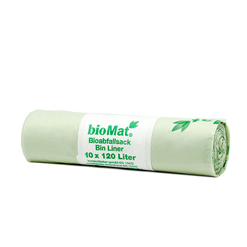 10 "bioMat" Kompostbeutel auf Stärkebasis 120 L 130 cm x 88 cm ohne Tragegriff