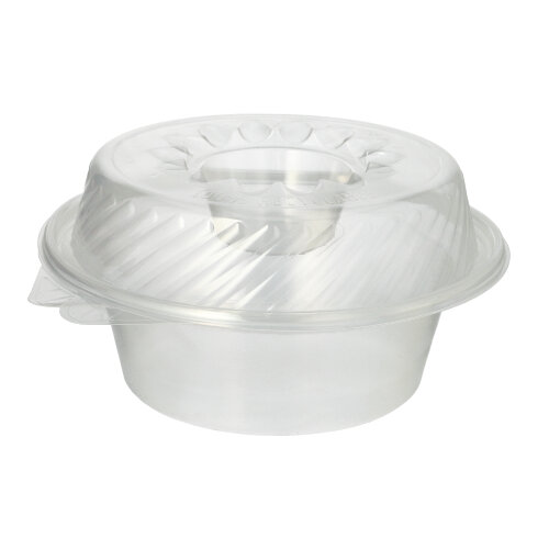 25 Feinkost- und Salatschalen mit Klappdeckel PP rund 1400 ml 11,4 cm x 22 cm x 21,5 cm mit Dipfach