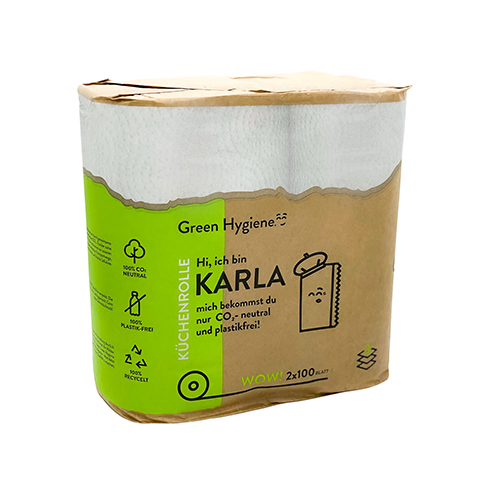 2 Rollen "Green Hygiene" Küchenrollen "KARLA" Ø 13,8 cm · 22 cm x 24,1 cm 100 Blatt, 3-lagig