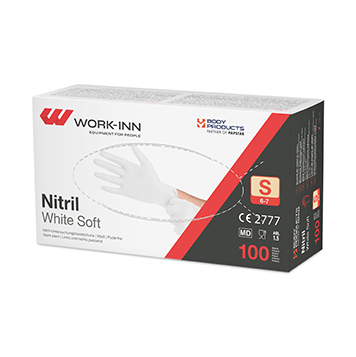 100 "WORK-INN/PS" Handschuhe Nitril puderfrei "White Soft" weiss Größe: S