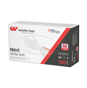 100 "WORK-INN/PS" Handschuhe Nitril puderfrei "White Soft" weiss Größe: M