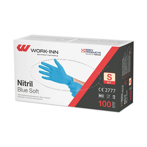 100 "WORK-INN/PS" Handschuhe, Nitril puderfrei "Blue Soft" blau Größe: S