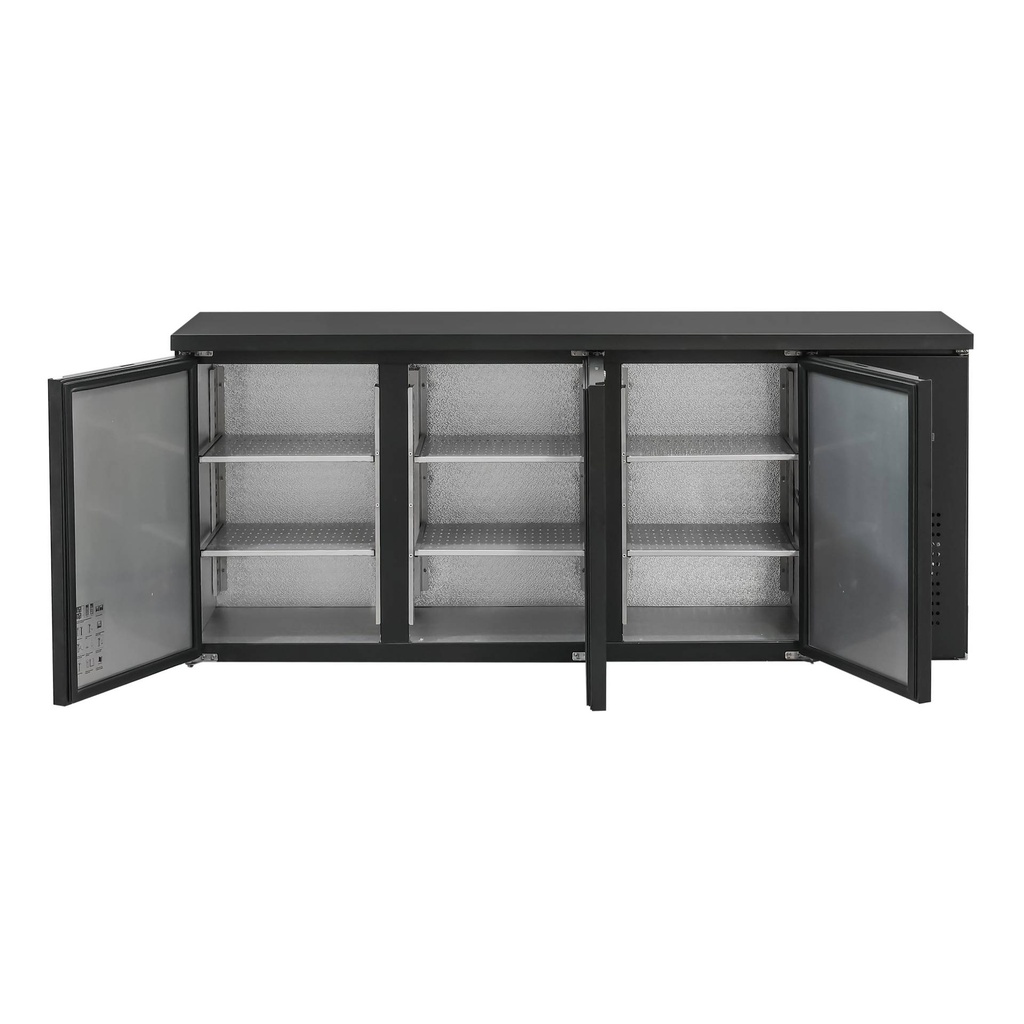 Flaschenkühltisch 425 Liter | Schwarz | 3 Türen | 2005 x 520 x 840 mm
