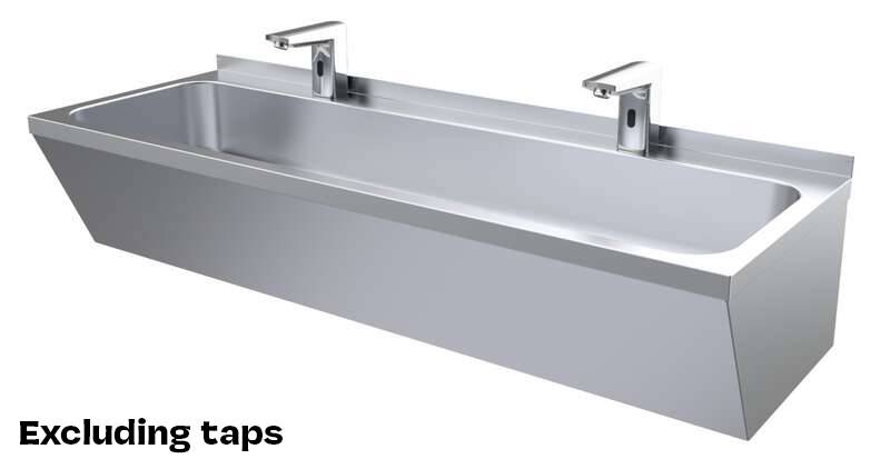 Waschbecken Doppelt aus Edelstahl, 1200 x 425 x 165 mm
