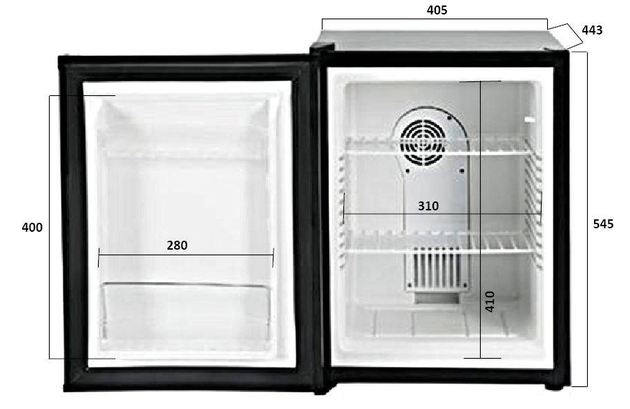 Minibar Peltier, 40 L, 405 x 443 x 545 mm, 40 L, schwarz