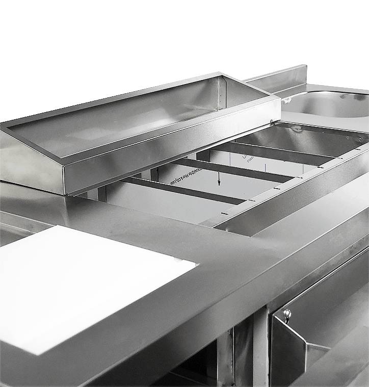 Cocktailstation aus Edelstahl, 1790 x 700 x 875 mm