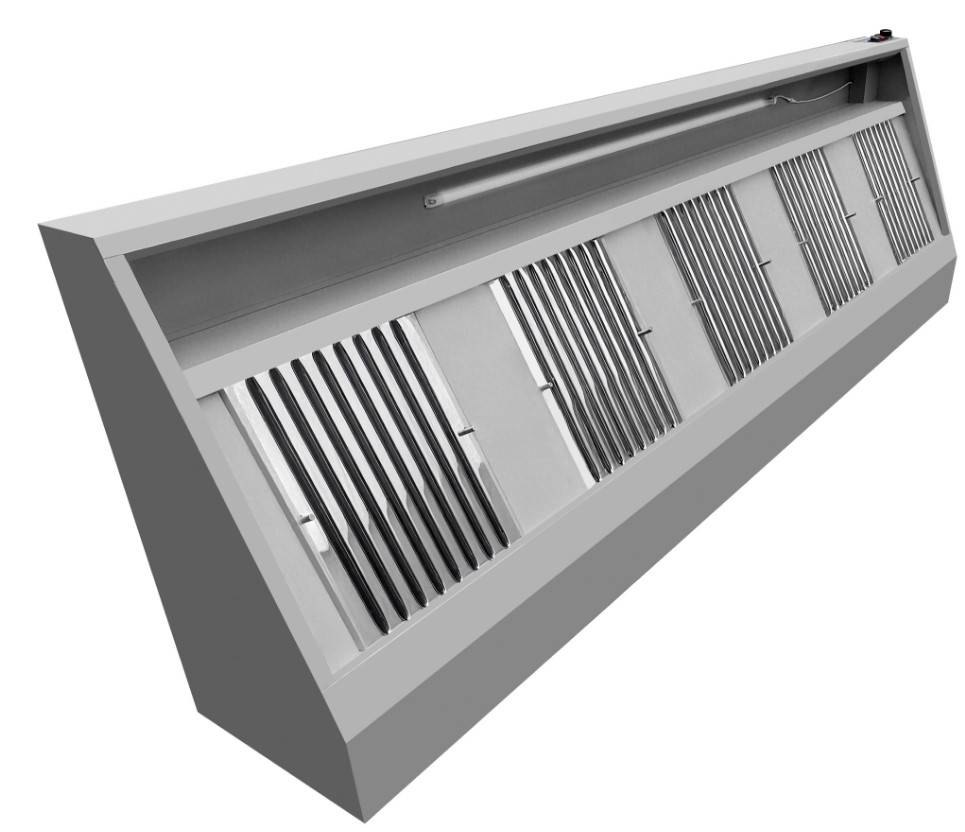 900 Wandhauben aus Edelstahl, 3000 x 900 x 450 mm