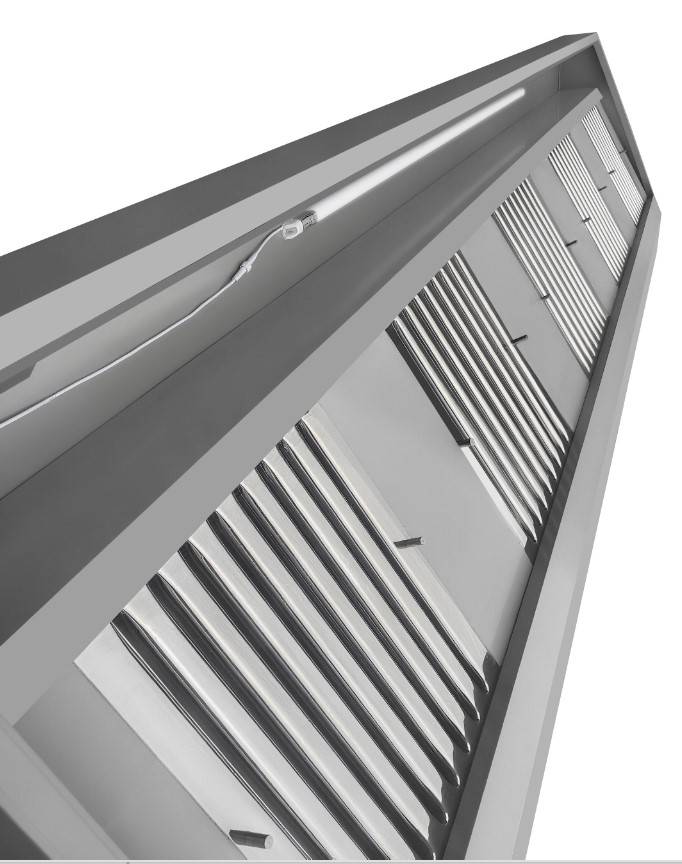 900 Wandhauben aus Edelstahl, 3000 x 900 x 450 mm