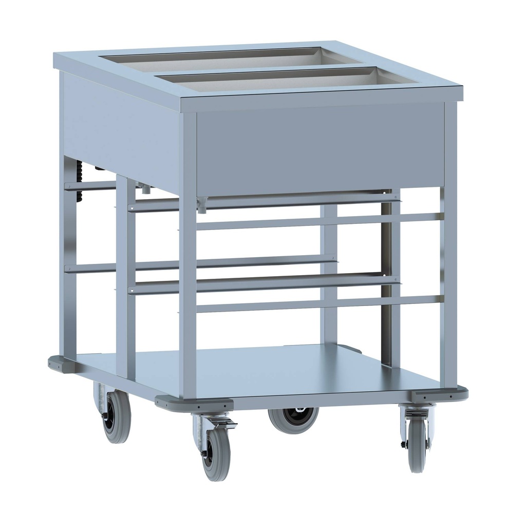 Bain-Marie Wagen 2/1 aus Edelstahl, 650 x 850 x 840 mm