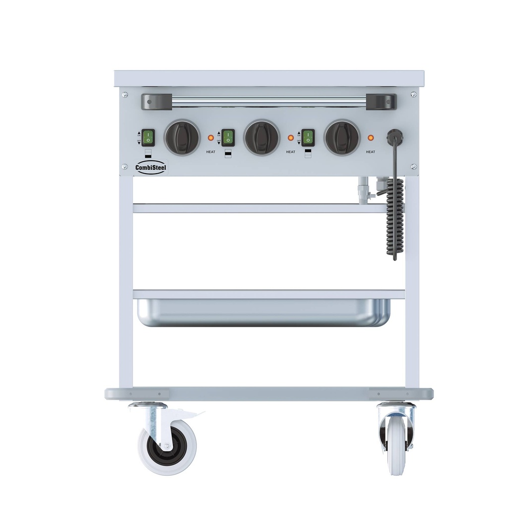 Bain-Marie Wagen 3/1 aus Edelstahl, 650 x 1200 x 840 mm