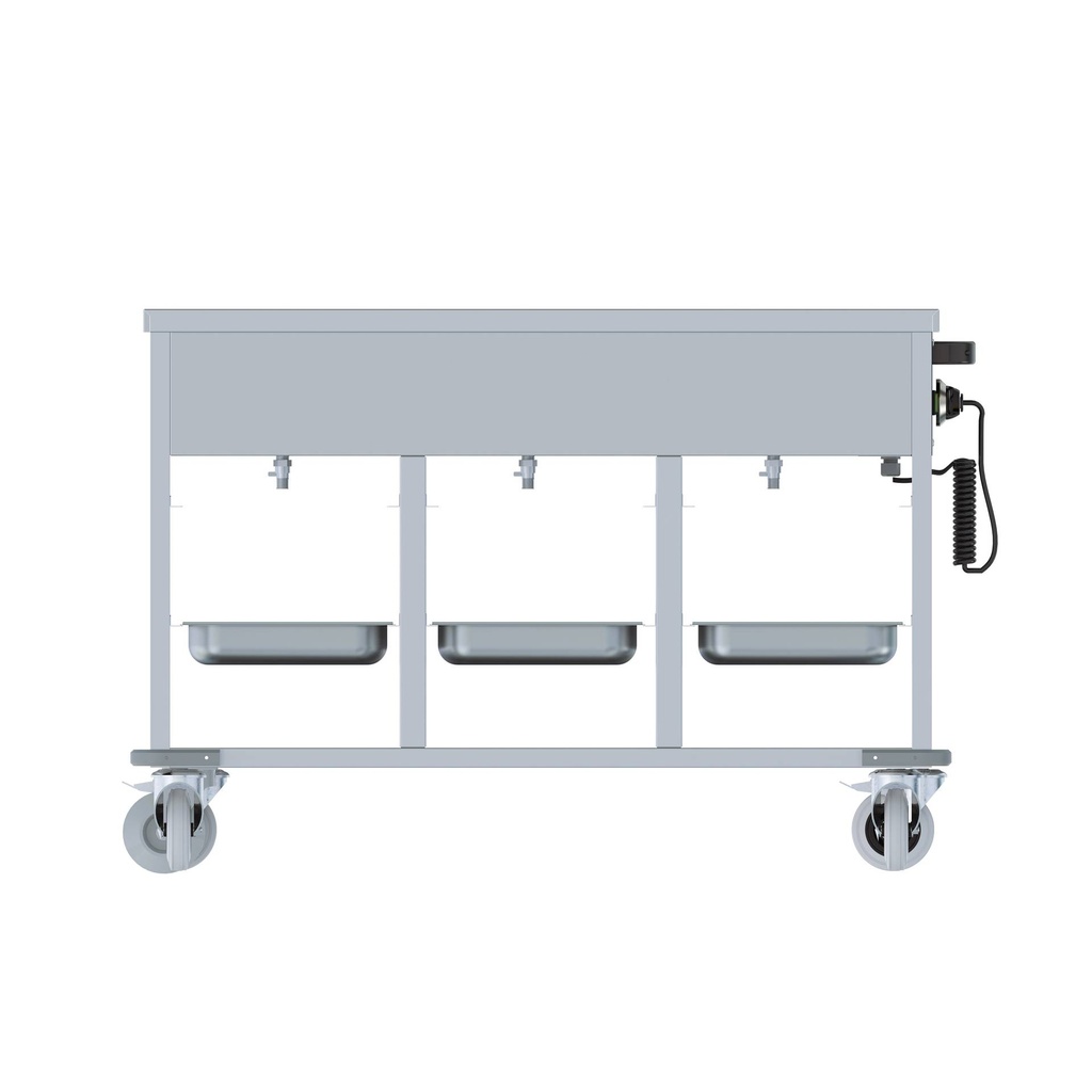 Bain-Marie Wagen 3/1 aus Edelstahl, 650 x 1200 x 840 mm