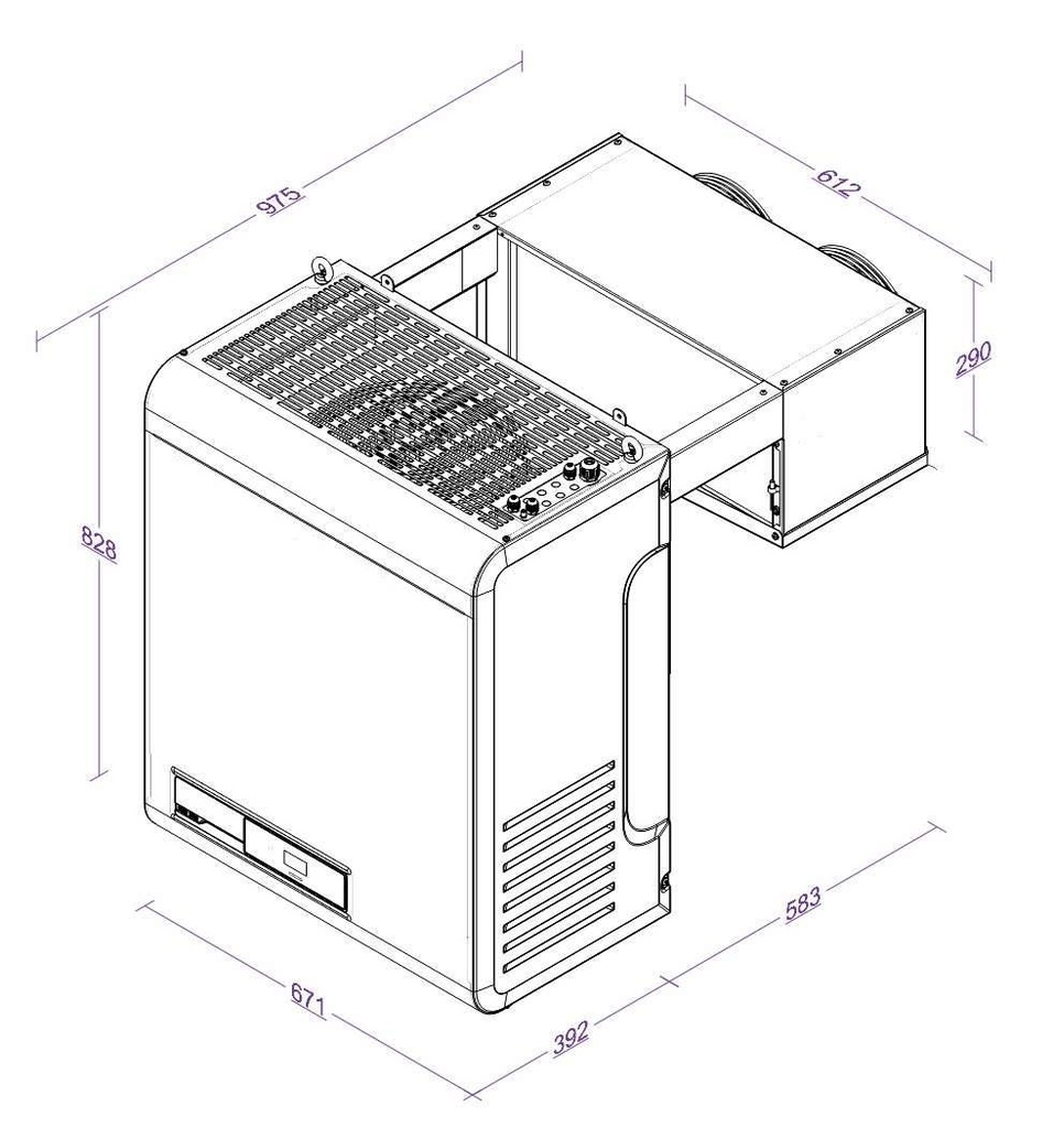 Kühlaggregate Huckepack 13, 671 x 975 x 828 mm, weiß