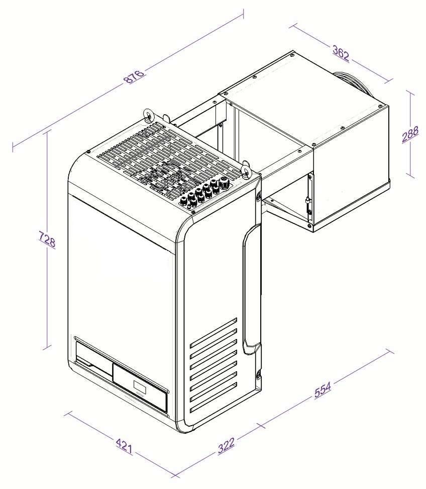 Tiefkühlaggregate Huckepack 4 mit Anbindung, 421 x 876 x 728 mm, weiß