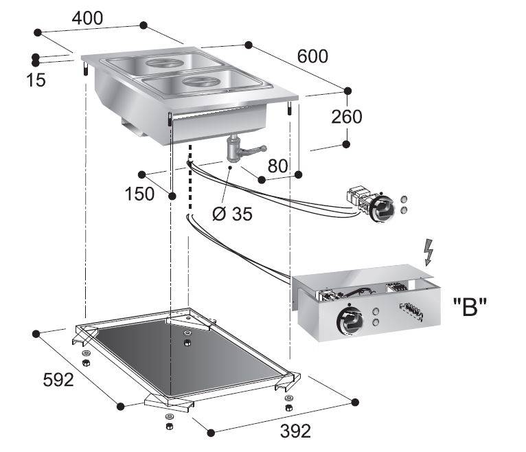 Bain-Marie Module, 400 x 600 x 260 mm