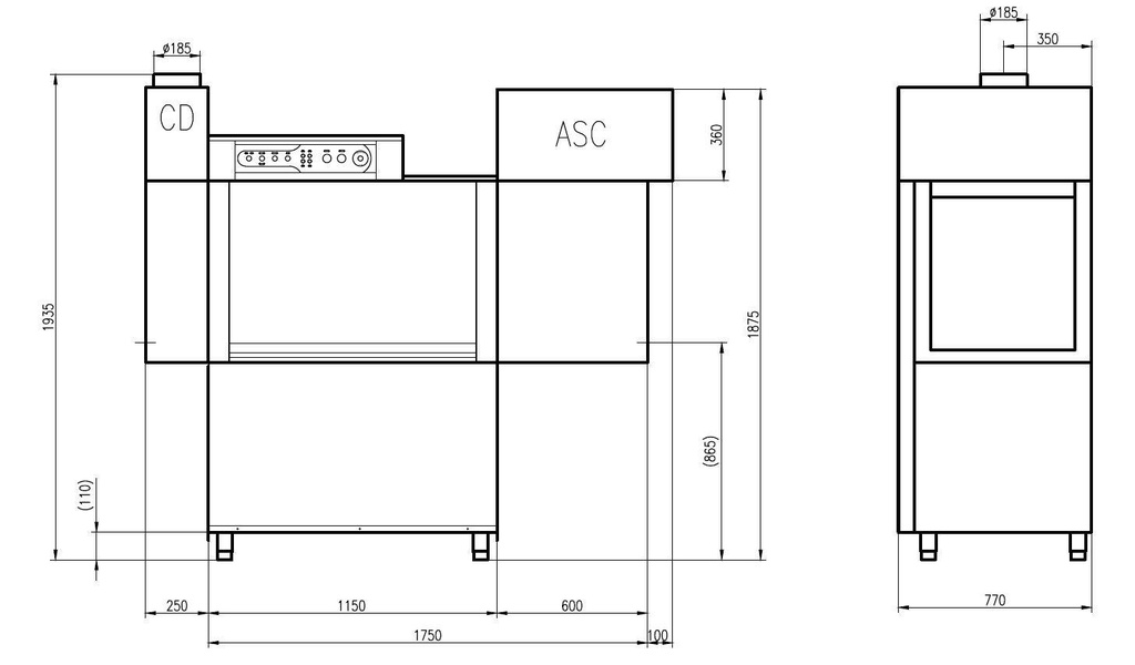 PL Korbtransportspülmaschine Asc, 1850 x 790 x 1875 mm