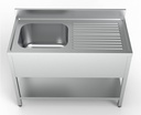 600 Spültisch links aus Edelstahl, 1200 x 600 x 850 mm