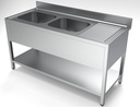 700 Spültisch links aus Edelstahl, 1600 x 700 x 850 mm