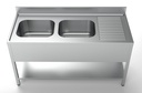 700 Spültisch links aus Edelstahl, 1600 x 700 x 850 mm