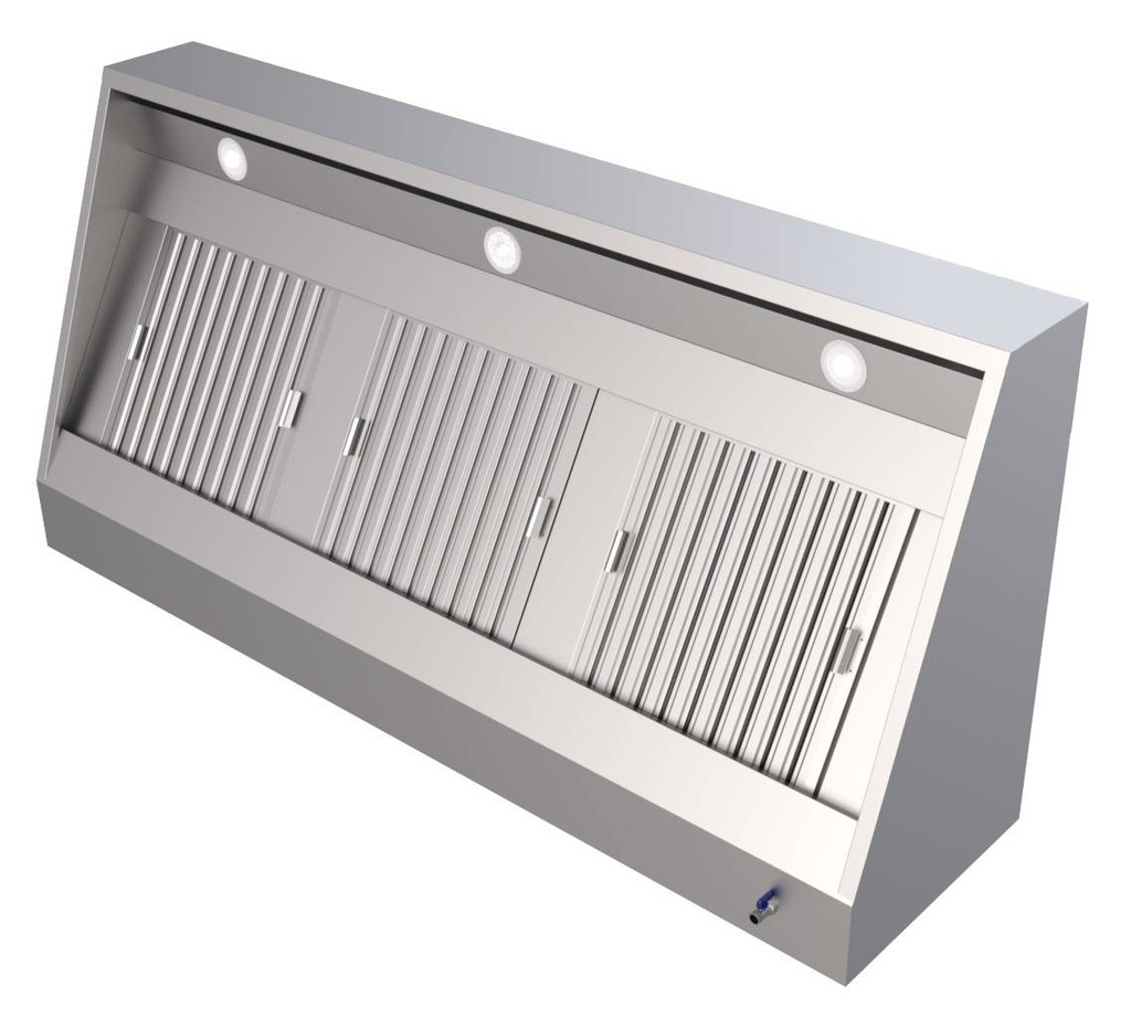 1100 Wandhauben 1600 aus Edelstahl, 1600 x 1100 x 400 mm