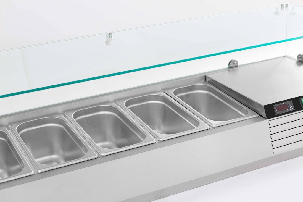 Aufsatzvitrine GN 1/ 1/4 aus Edelstahl, 1200 x 335 x 435 mm