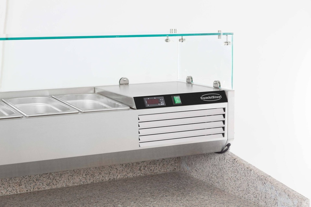 Aufsatzvitrine GN 1/ 1/4 aus Edelstahl, 1600 x 335 x 435 mm