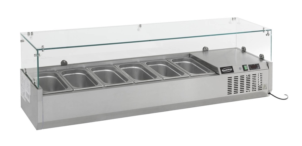 Aufsatzvitrine GN 1/ 1/4 aus Edelstahl, 1800 x 335 x 435 mm