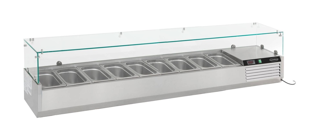 Aufsatzvitrine GN 1/ 1/3 aus Edelstahl, 2000 x 395 x 435 mm