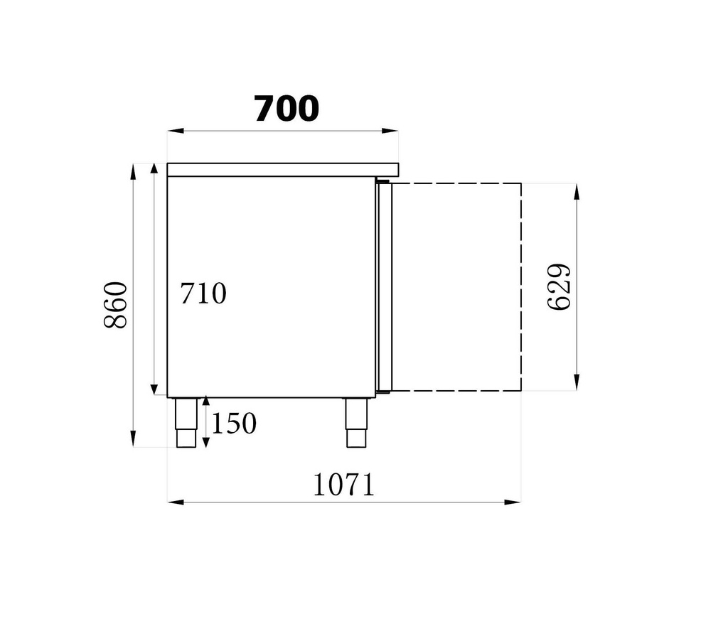 Tiefkühltisch 2 Türen, 1360 x 700 x 850 mm, 272 L