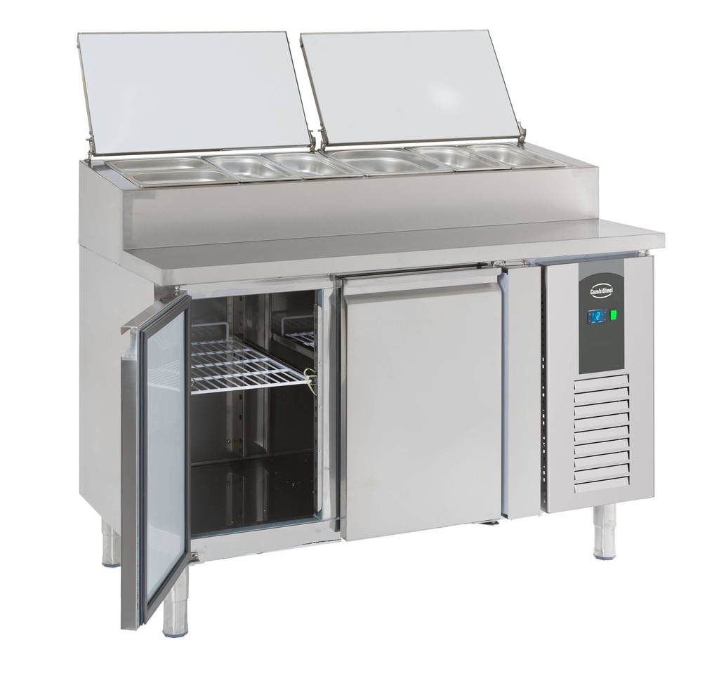 Saladette 2 Türen aus Edelstahl, 6 x 1/3 GN, 1360 x 700 x 1085 mm