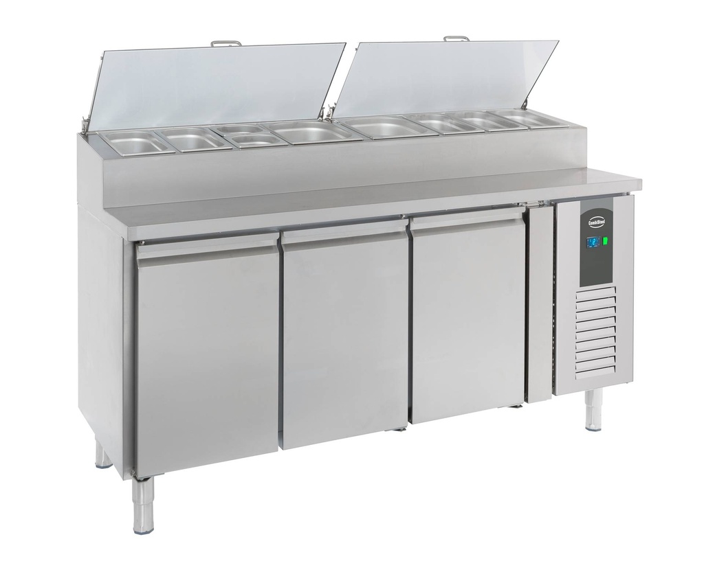 Saladette 3 Türen aus Edelstahl, 8 x 1/3 GN, 1795 x 700 x 1085 mm