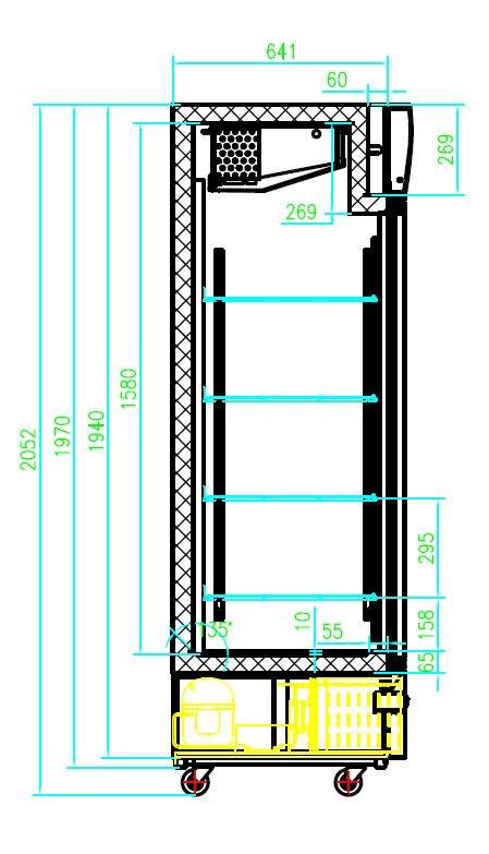 Tiefkühlschrank 1, 680 x 700 x 1990 mm, 460 L, schwarz