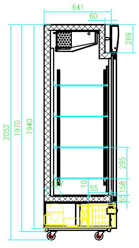 Tiefkühlschrank 2, 1210 x 700 x 1990 mm, 1079 L, schwarz