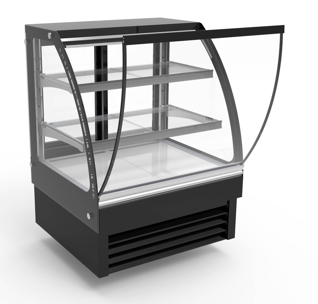 900 Kühlvitrine rund, 900 x 680 x 1200 mm, 175 L, schwarz