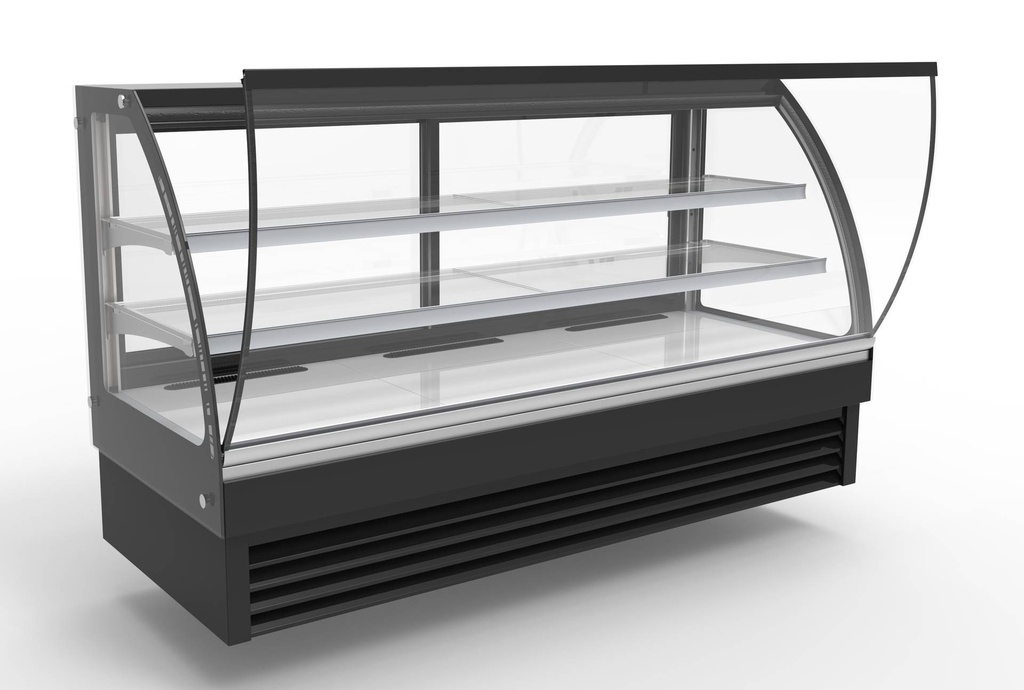 2000 Kühlvitrine rund, 2000 x 680 x 1200 mm, 400 L, schwarz