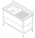 700 Spültisch Grundboden Demontabel links, 1400 x 700 x 850 mm