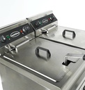Elektro Friteuse aus Edelstahl, 2 x 9 L, 695 x 530 x 970 mm