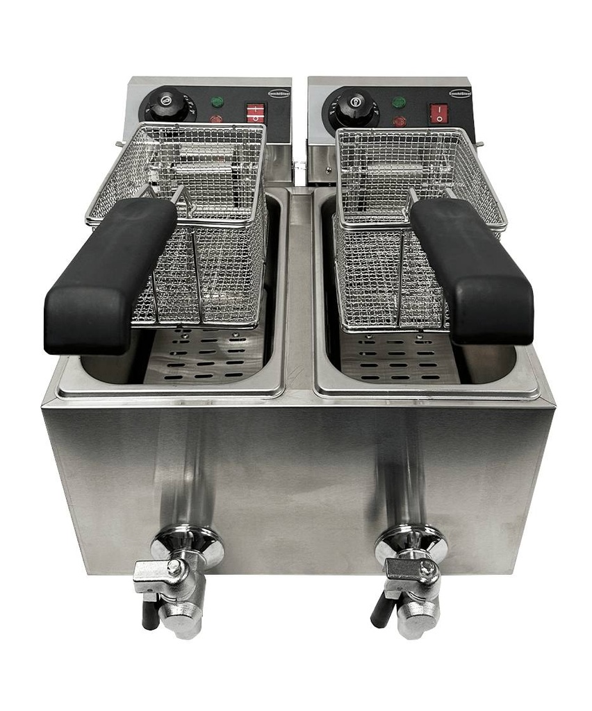 Elektro Tischfriteuse aus Edelstahl, 2 x 4 L, 390 x 540 x 330 mm