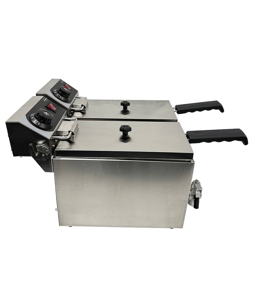 Elektro Tischfriteuse aus Edelstahl, 2 x 4 L, 390 x 540 x 330 mm